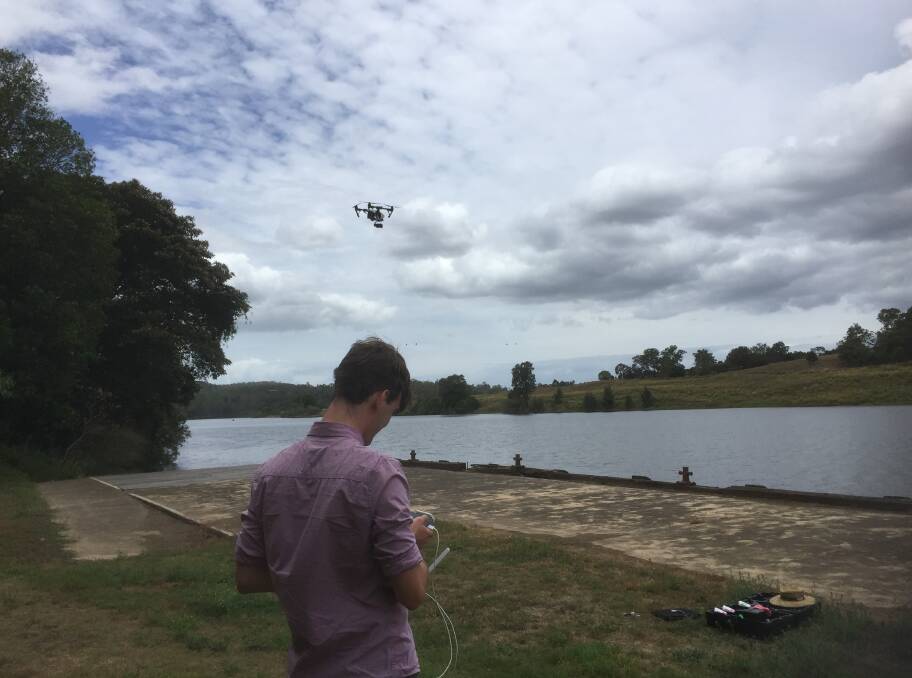 Cinematographer and professional drone pilot Tom Bishop at work.
