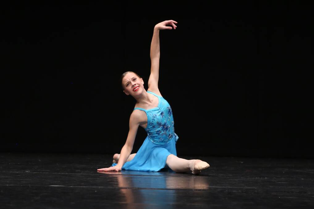 Dramatic: Mia Paske from Taree placed first in Section 654 Open – Junior Modern Expressive Championship 12 years and under. Photo: Scott Calvin/Carl Muxlow.