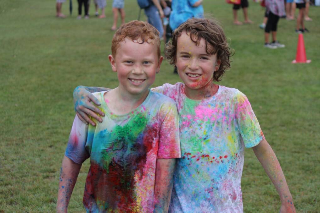 Fun with friends: Thomas Riding and Isaac Pennell. Photo courtesy of Old Bar Public School.