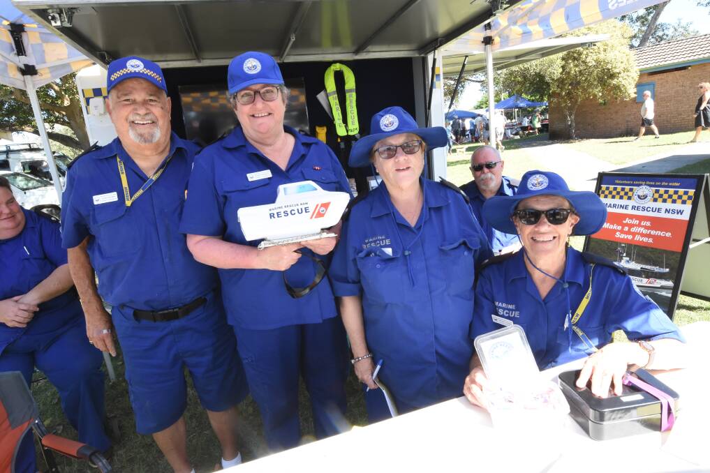 Marine Rescue NSW's Leon Elelman, Susan Worsley, Heather Parker and Wendy Hoare at last year's Easter market in Harrington.