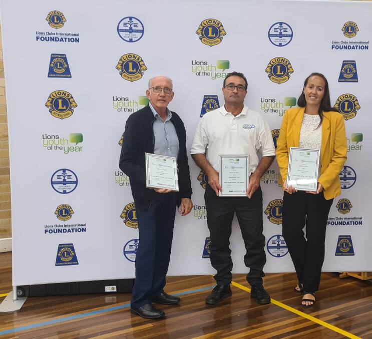 Manning River Lions Club Youth of the Year judges Robert Weller, Mark Kircher and Kaneana May.