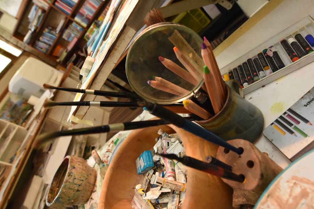 Tools: Pencils, watercolour paints and ink are used most often by Stephen in his work.