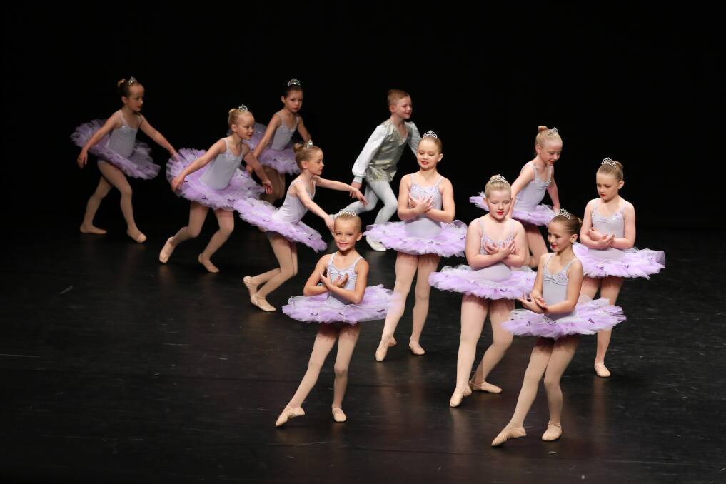 Young dancers: Andrea Rowsell Academy of Dance from Taree placed first in Section 701 Open – Tiny Tots Dance Groups seven years and under. Photo: Scott Calvin/Carl Muxlow.
