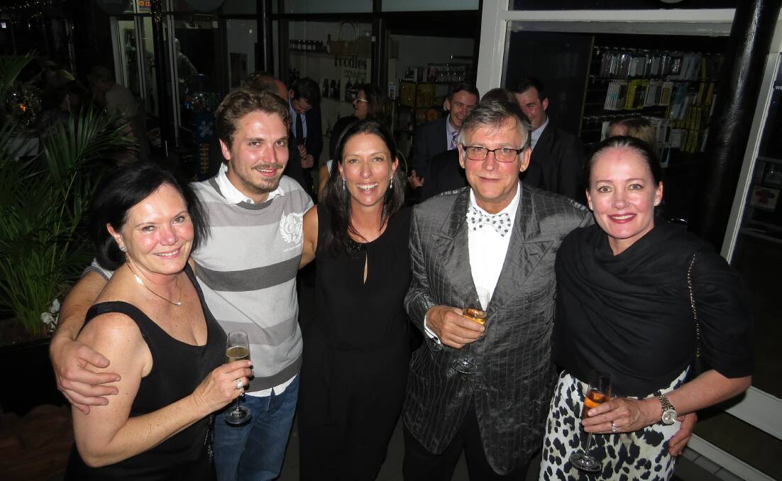 Celebrating fundraising success: Dusty and David Walkom, Di Stewart, Phil Walkom and Fionna Stack at the fundraising dinner dance at Centrepoint Arcade in 2016. Photo: Scott Calvin.