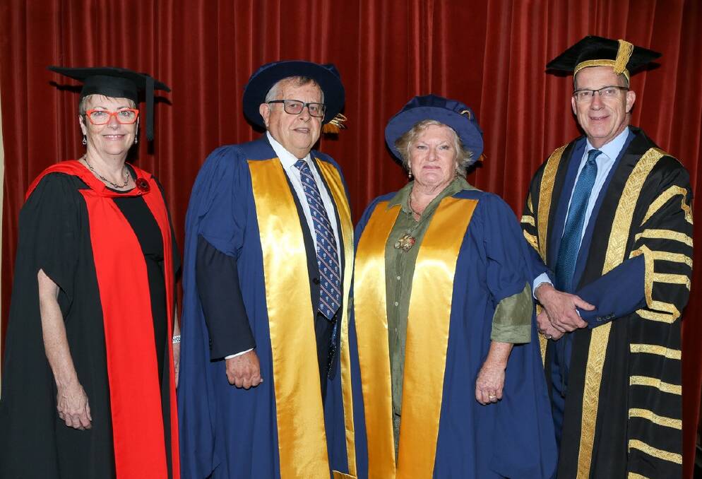 Awarded: Barry and Joy Lambert (centre) with Sydney Medical School's Head of School and Dean, Professor Cheryl Jones, and Vice-Chancellor and Principal, Dr Michael Spence (L-R).