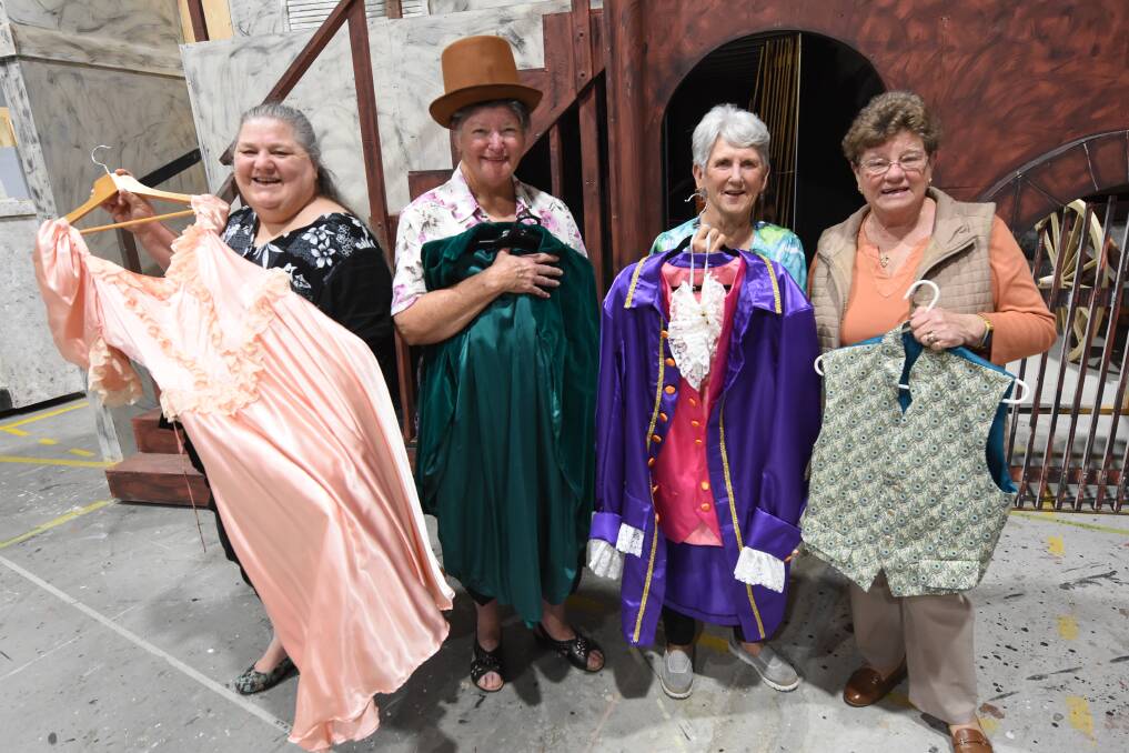 Mary Pertzel, Diana Gilbert, Jan Wood, Maureen Mears with just a small selection of the Les Misérables costumes.