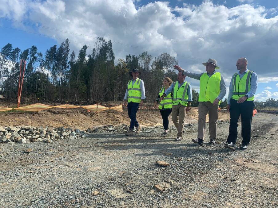 Transport for NSW Regional Manager Anna Zycki, Minister for Regional Roads Paul Toole, Stephen Bromhead and Mid Coast Council Manager Projects and Engineering Rhett Pattison.