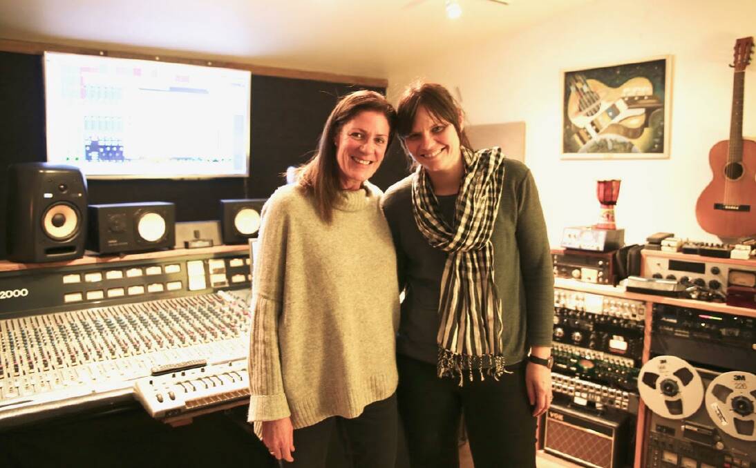 Song of hope: Songwriter Katie Hardyman and vocalist Anna Weatherup in the music studio during the recording of Always By My Side.