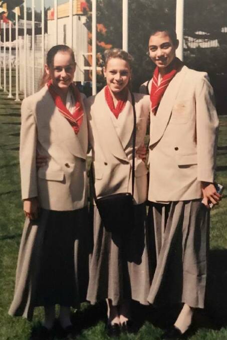 Flashback: Taree PCYC rhythmic gymnasts Katie Mitchell (now Sigsworth) - pictured centre - and Leigh Marning (left) competed in the 1994 Commonwealth Games, with the Australian team placing second in the team event. Leigh went on to compete in the 1998 Commonwealth Games, receiving another four medals including silver in the individual all-round competition. Photo: Supplied.