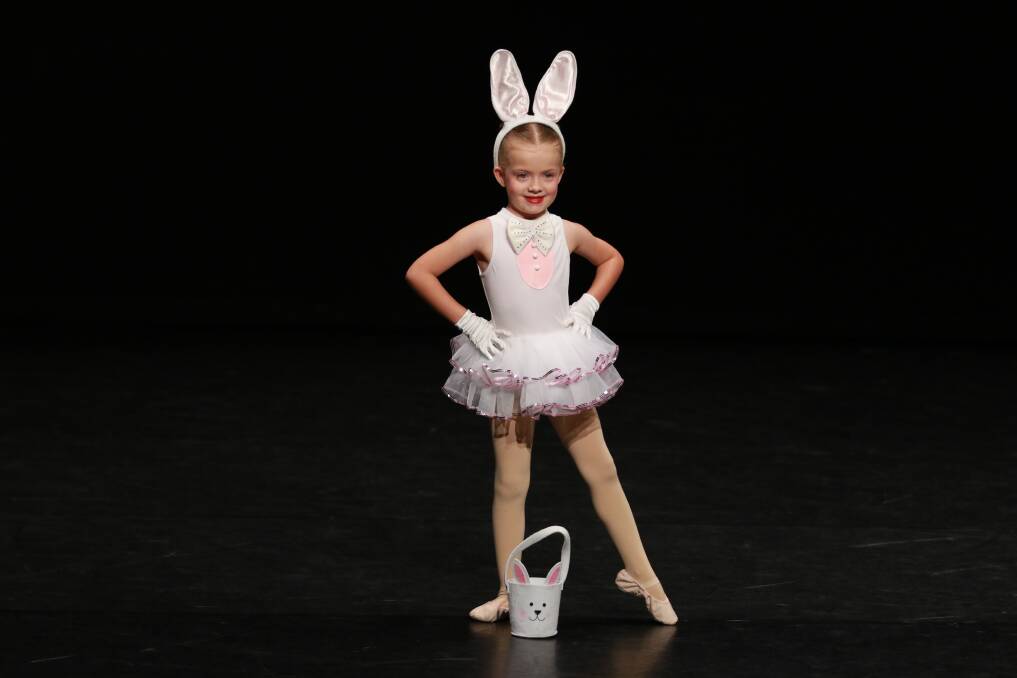 On stage: Arlie Webb from Port Macquarie received first place in Section 401d Novice – Young Performer Solo six years and under. Photo: Scott Calvin/Carl Muxlow.