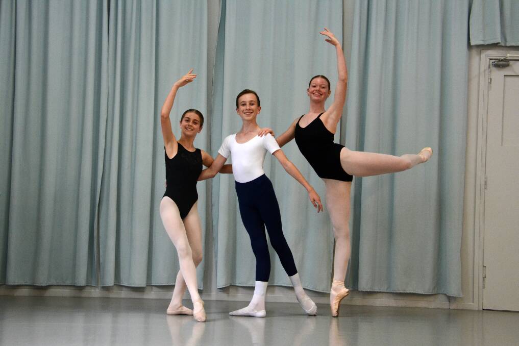 Dancers: Coco Solomon, Wil Hellstedt and Mahalia Adamson are preparing for the finals of the Isobel Anderson Memorial Awards this weekend. Photo by Scott Calvin.