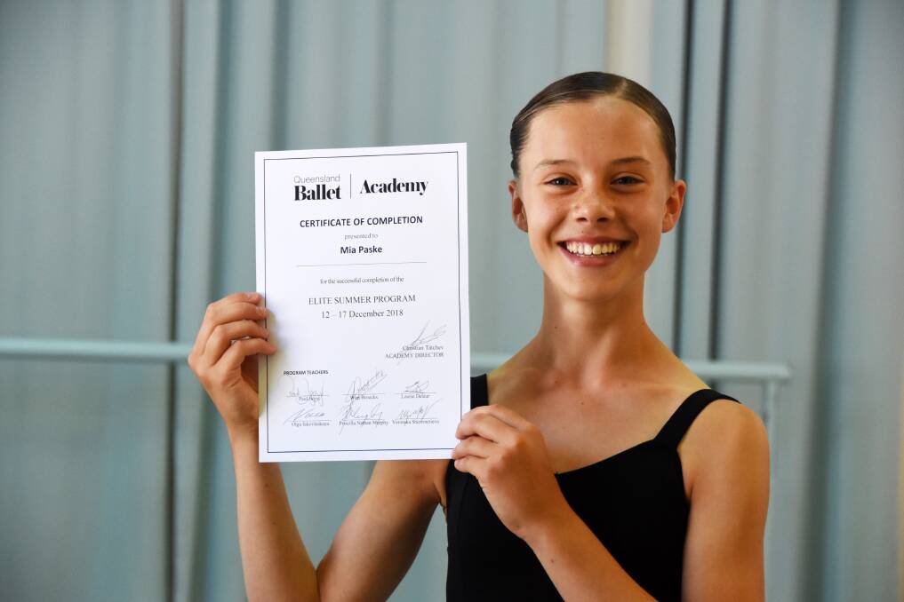Mia spent six days at the Queensland Ballet for an elite summer school in December.