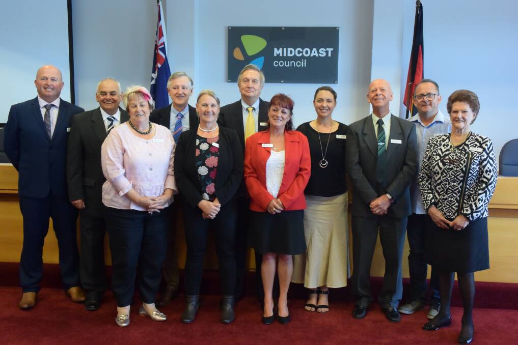 Sworn in: Councillors Brad Christensen, Len Roberts, Karen Hutchinson, David Keegan, Claire Pontin, Peter Epov, Kathryn Bell, Katheryn Smith, David West, Troy Fowler and Jan McWilliams prior to the first council meeting. Photo: Rob Douglas.