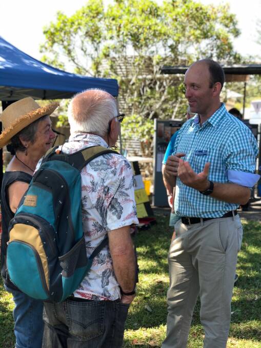 Relieving principal Murray McGrath chats with locals.