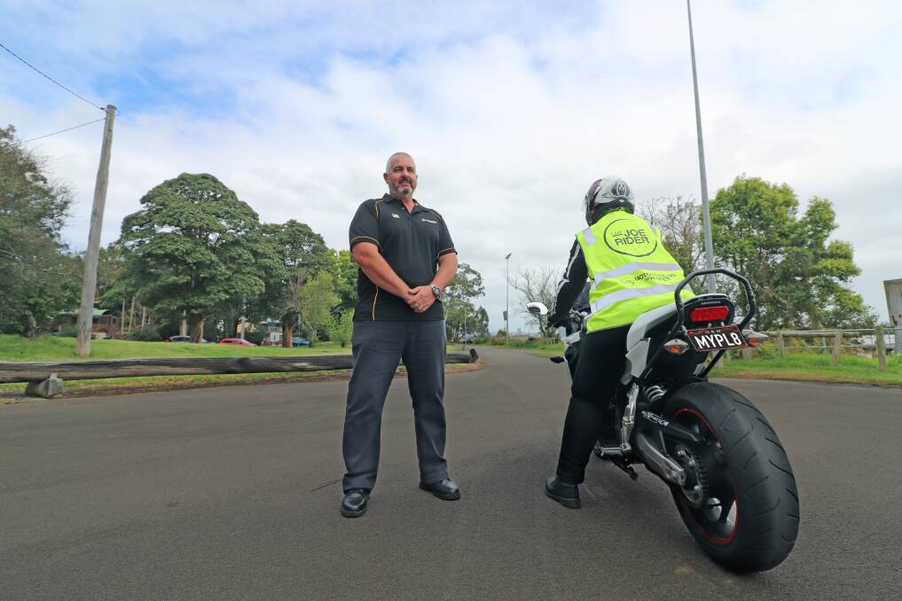 Road safety campaign: MidCoast Councils Road Safety Officer, Chris Dimarco with a Joe Rider.