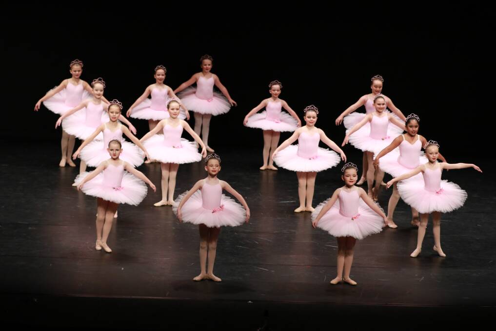 On stage: Andrea Rowsell Academy of Dance from Taree won Section 702 Open – Classical Ballet Dance Groups eight years and under. Photo: Scott Calvin/Carl Muxlow.