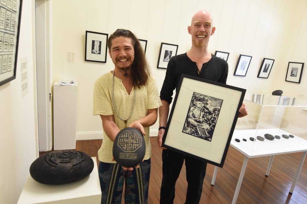 Inspired to create: Geoffrey Lai and James Pearson will be exhibiting their work at the Manning Regional Art Gallery until January 19. Photo: Scott Calvin.