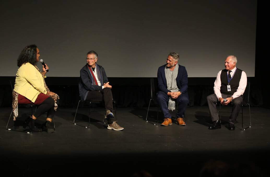 Post-screening Q and A: Host Elaine Crombie, producer Tom Zubrycki, filmmaker Grant Saunders and his father Ray Saunders. Photo: Carl Muxlow.