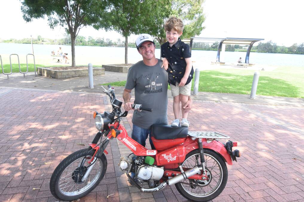 Ready to ride: Daniel Kranz and his son Huxley are gearing up for this year's trek as well as Saturday's fundraiser at Black Head Surf Club.