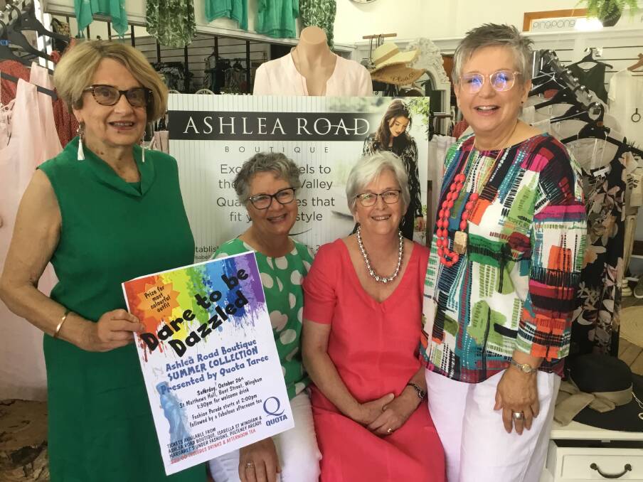 Summer collection: Nancy Boyling, Trish Webber, Carolyn Erickson and Fiona Campbell checking out the clothing at Ashlea Road for the fashion parade.