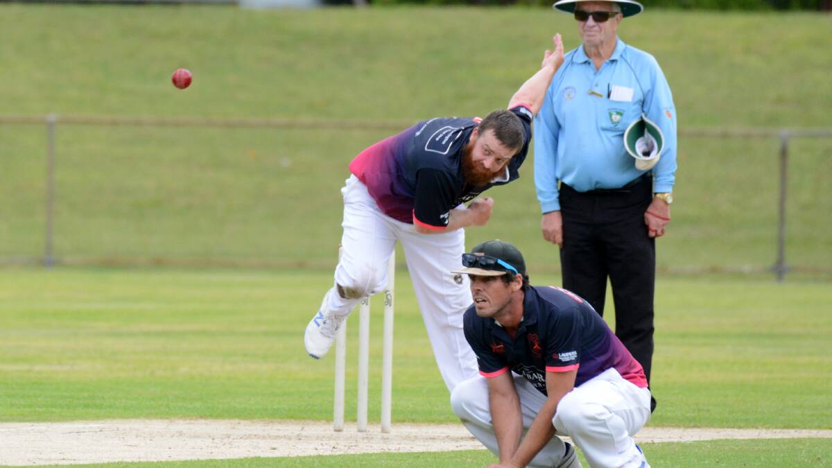 Tom Kelly bowling for Old Bar in last season's Manning second grade cricket grand final against Great Lakes.
