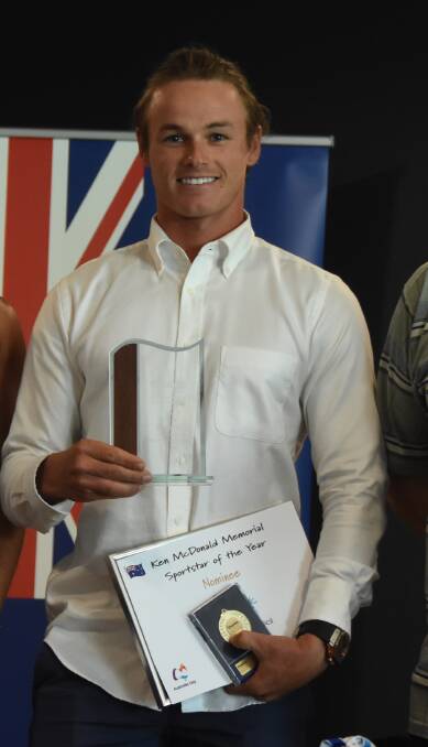 Motor cyclist Josh Hook was the sportstar of the year for 2018. He is pictured at the award presentation. 