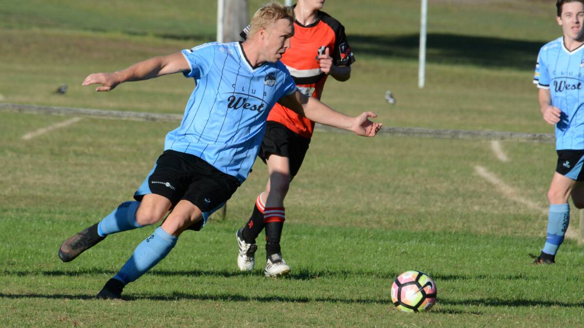Jackson Witts opened Taree's scoring in the Football Mid North Coast Premier League clash against Camden Haven. The game ended in a 2-2 draw.