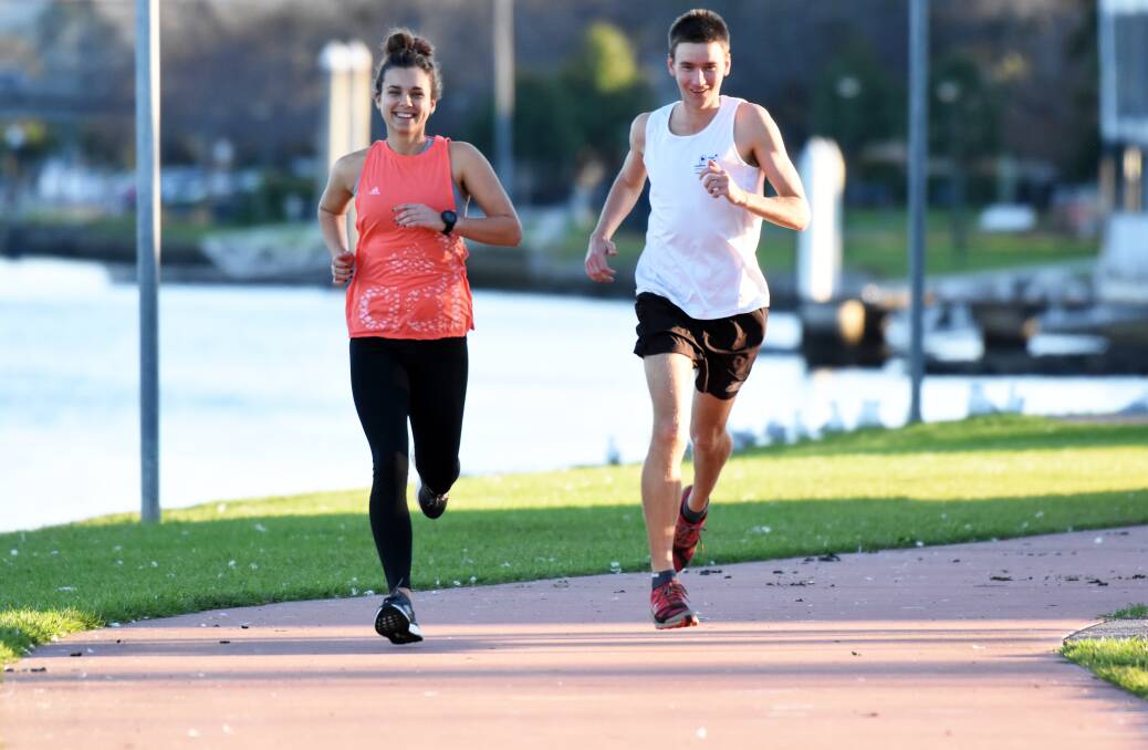 Jo Woolnough and Phill Dernee in training for the Gold Coast Marathon to be run on July 1.