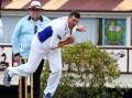 In-form Wingham seamer Steve Allwood sends down a delivery during a T1 clash this season. Picture by Scott Calvin.
