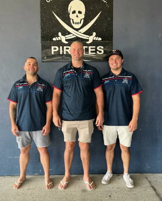 Boyd Cordner flanked Old Bar's co-coaches Mick Henry and Jordan Worboys. Cordner will be involved with coaching the Pirates next season.