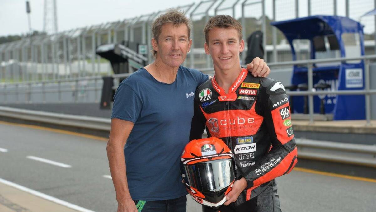 Like father like son: Troy and Oli Bayliss at Phillip Island earlier this week. Photo Russell Colvin.