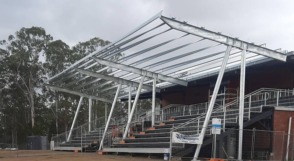 Work on extending the roof at the Wingham Sporting Complex will be finished before the start of the 2024 season. Photo Wingham Tigers