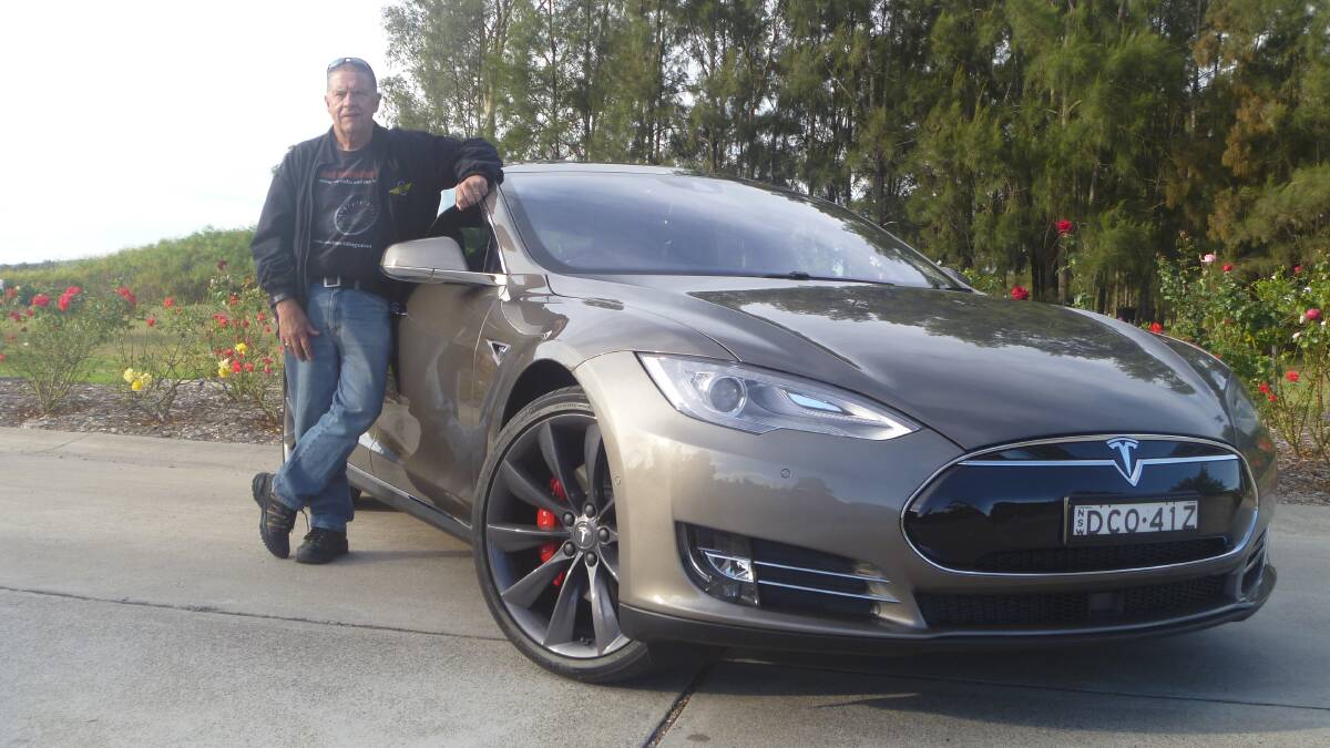 Road Ramblings columnist Chris Goodsell with the Tesla S P50D, the best car he has road tested.