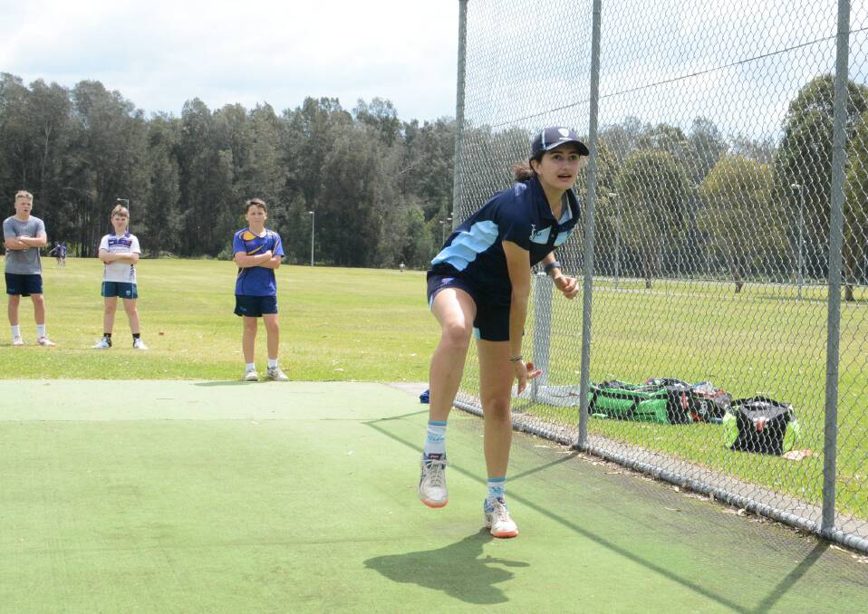 Samira Mitchell bowling in the nets during a pre-season practice session with the Manning representative teams.