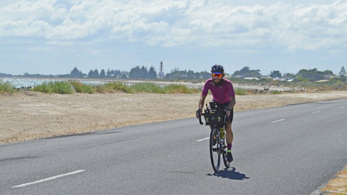 On the road again: Jacob Fryatt of Taree is the leading rider in the Indian Pacific Big Wheel Race.