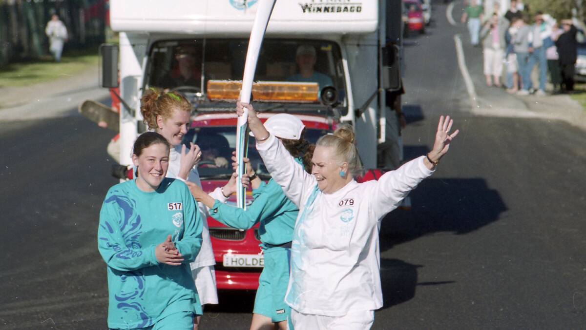 Dawn takes part in the Olympic Torch Relay in Taree on August 26 2000.