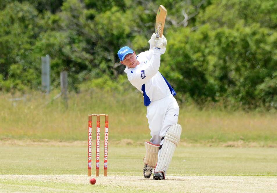 Ryan Morris hits out for Wingham during the clash against Taree West last Saturday. The game was abandoned when a storm hit.