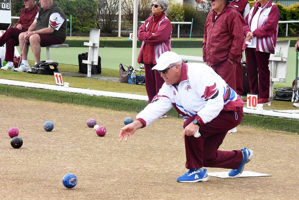 Greg Mayo bowling in a pennant trial at Club West. Men's pennant grades start this weekend.