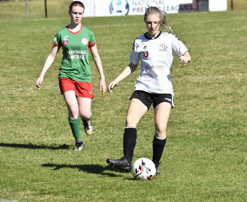 Caitlin Horwood goes on the attack for Football Mid North Coast under 17s this season. The side meets Adamstown Rosebuds in the opening match of the finals series on Sunday. 