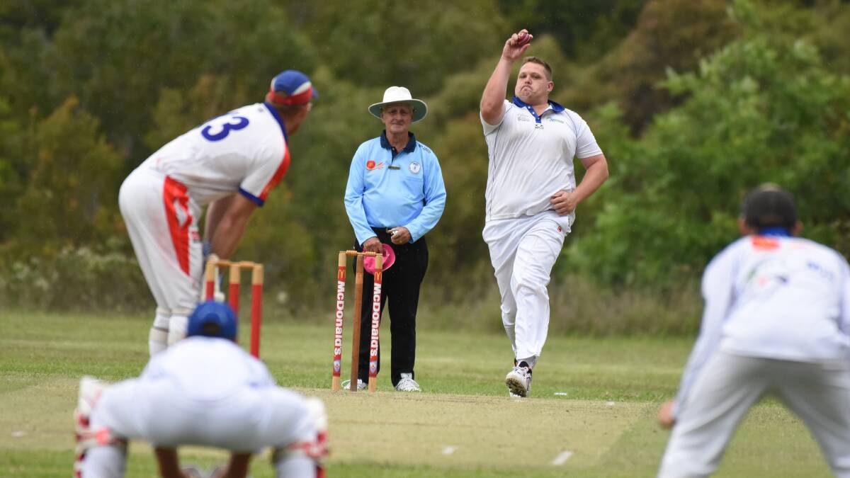 Wingham pace spearhead Dave Rees about to send down a delivery during the clash against Wauchope RSL. Wingham plays Nulla at Wingham this weekend.