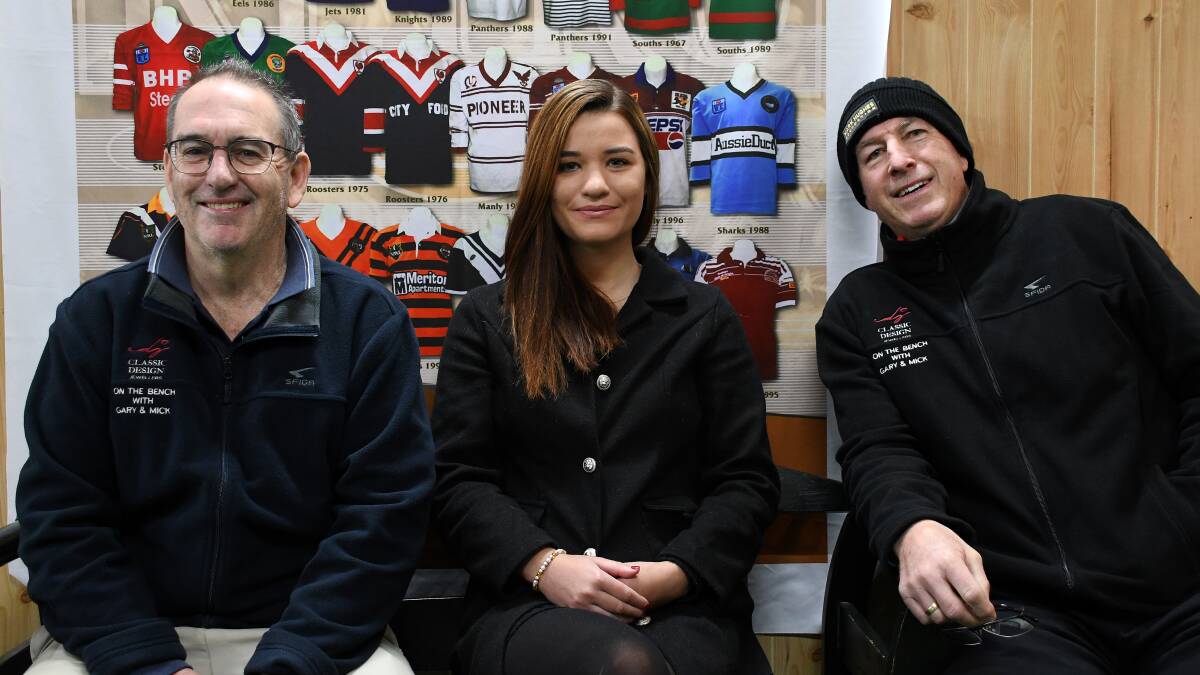 This week's On The Bench guest Mardi Borg flanked by Mick McDonald and Gary Bridge.