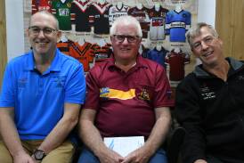 Group Three chief executive Mal Drury is flanked by On The Bench regulars Mick McDonald and Mal Drury.