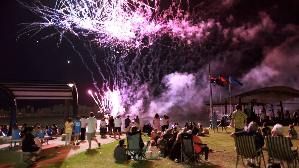 Fireworks conclude this year's Australia Day festivities on the riverbank at Taree. Organisers hope there's be a fireworks display at the 2024 function.