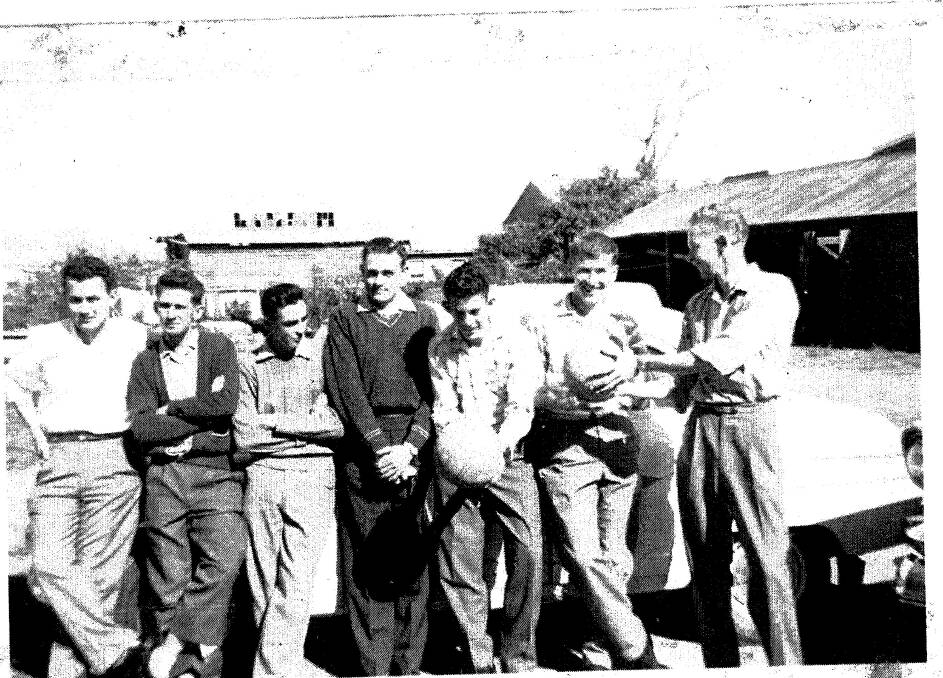 Taree's representative basketball side in 1960: Vince Cusack, Alan Gibson, Dallas Dyball, Bob Lamb , John Corrigan, Alan Griffin and Colin Mace. The other team member, Bruce Barlin, took the photo.