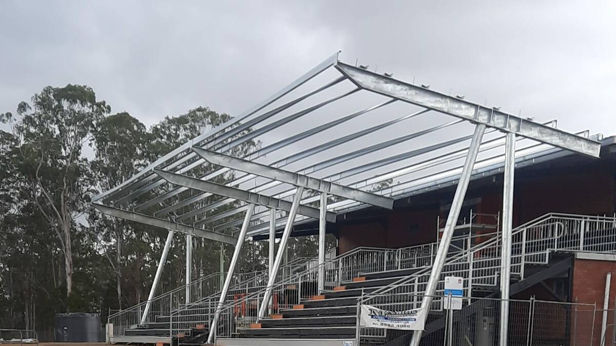 Work in progress on the grandstand at the Wingham Sporting Complex. This will be officially opened at the Tigers' first home game next season. Picture Wingham Tigers