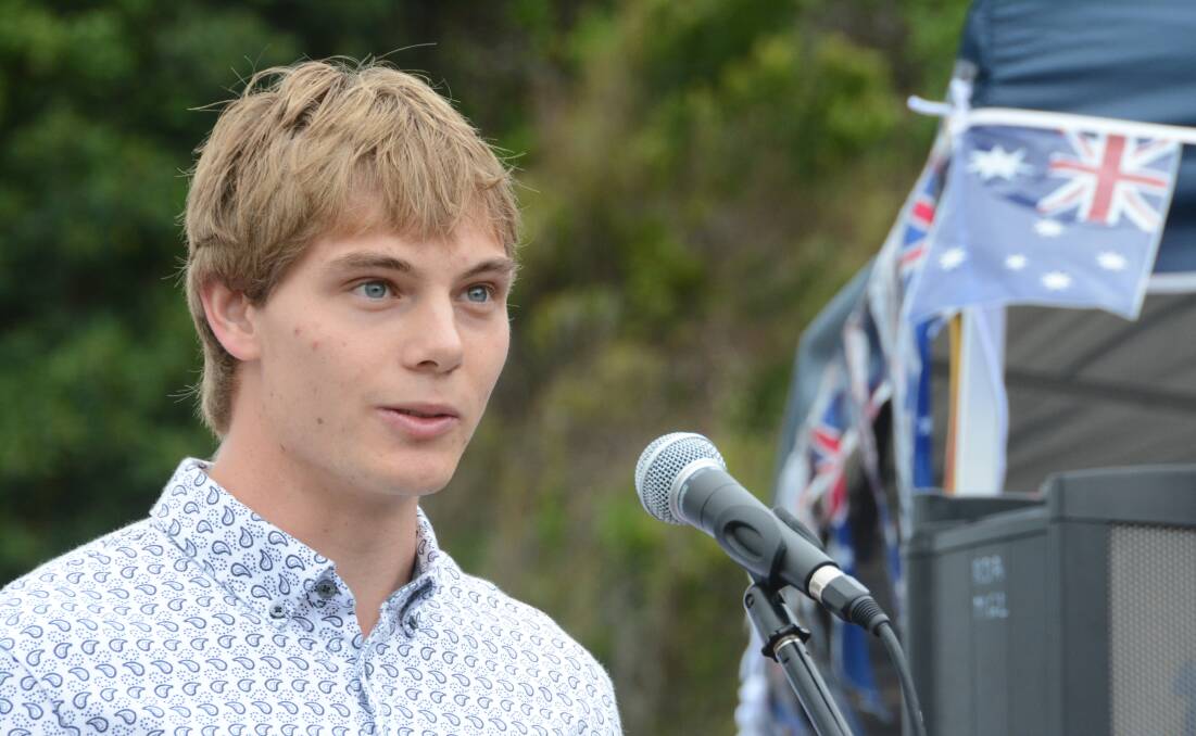 James Turner speaking at the Australia Day celebrations held at Black Head this year, where he was the official guest.
