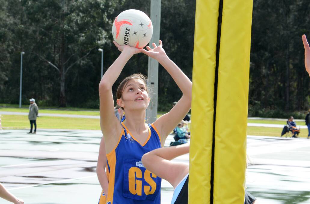 Sienna Agnew shots for goal for CJs Crossinghams during a Manning Valley Netball game last year. The 2021 season will be underway from Saturday April 24.