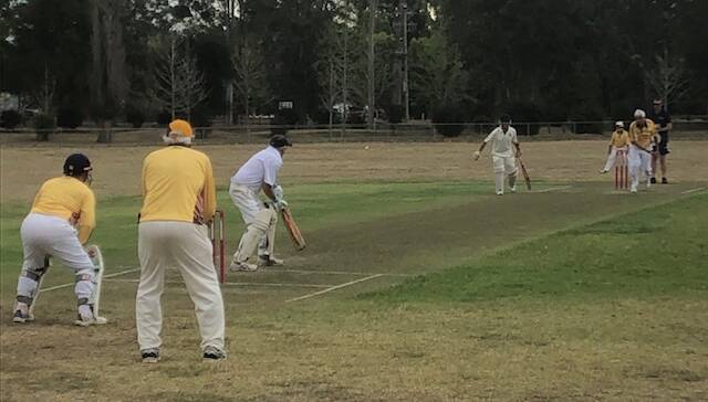 Mid North Coast South play Quirindi during the veteran cricket tournament played at Gloucester.