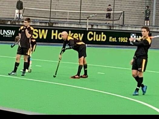 Ben Ferguson, Blake Hinton and Sam Mudford playing for Uni of NSW in a premier league match this season. 