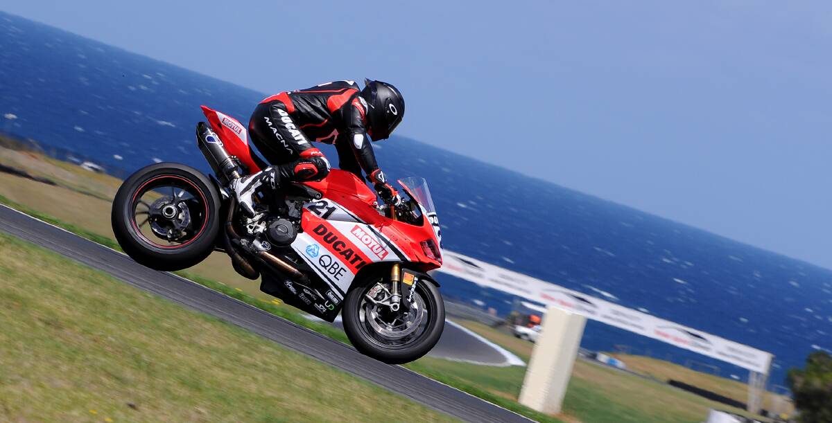 Troy Bayliss testing at Phillip Island as he prepares for his comeback to the Australian Superbikes.